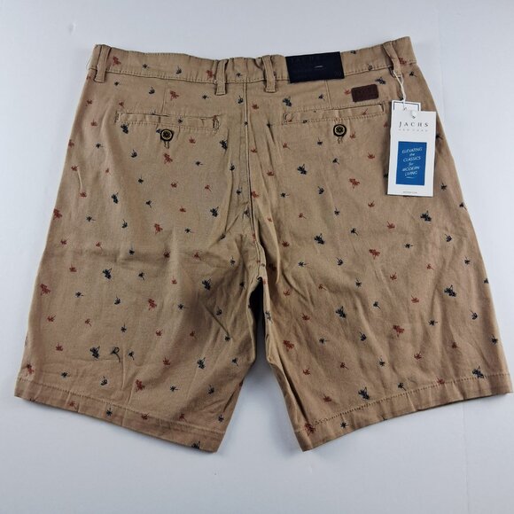 Jachs New York Bleecker Chino Shorts Men's Size 30 Dark Khaki Palm Trees Twill - Picture 4 of 8
